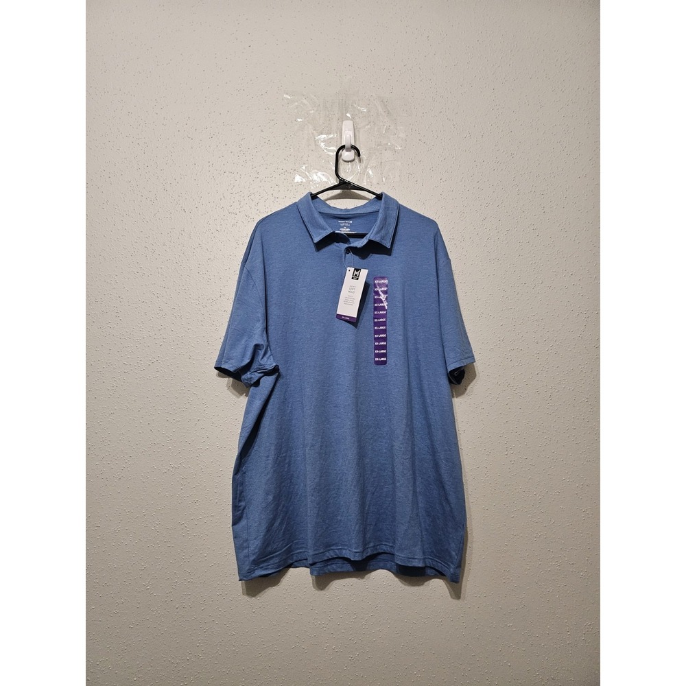 Member's Mark Soft Polo Shirt XXL Blue Performance Stretch Casual Golf NWT Men